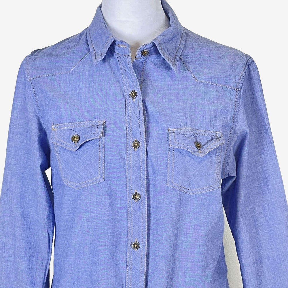 Angie Woman's Top Size M Blue Denim Farm Core Farm Chore Country Western